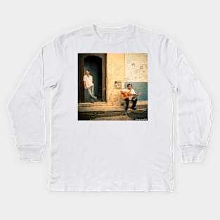 Street musician in Havana, Cuba Kids Long Sleeve T-Shirt